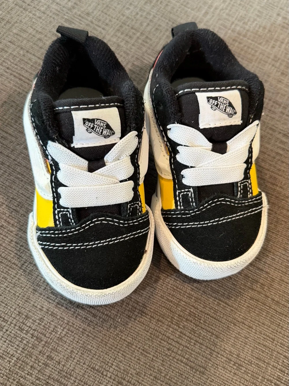Vans Kids Black Sneakers with Yellow & Red Flame Detail